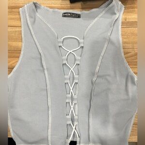 Light blue criss cross crop top